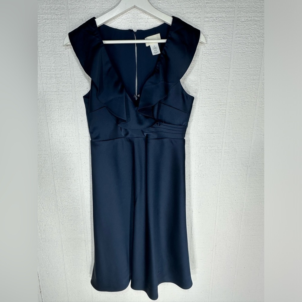 J Crew ruffle midi dress dark blue size 4P